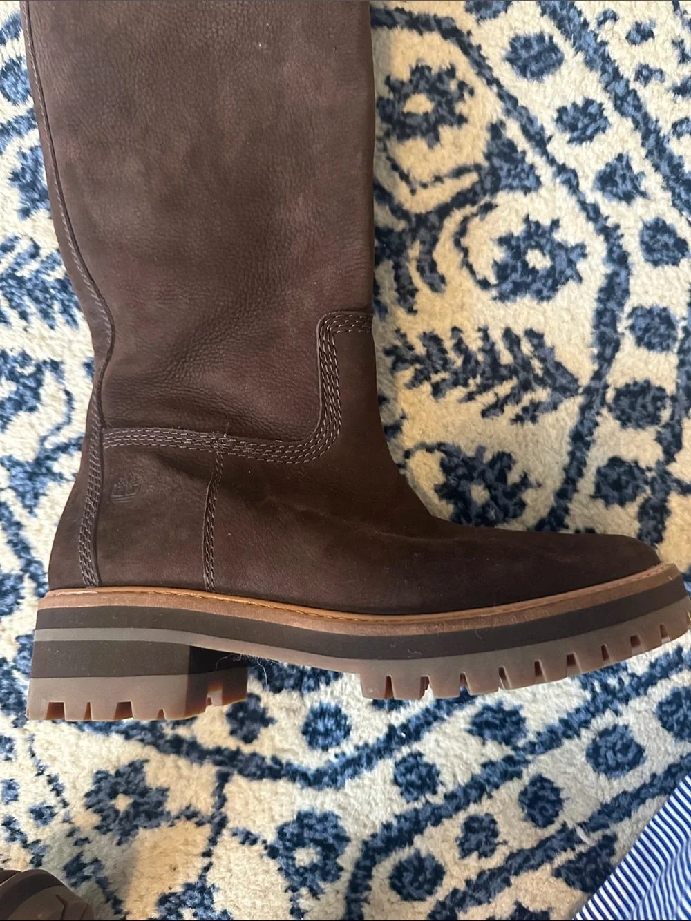 Timberland Courmayeur Dark Brown Suede Knee-High Lug Sole Boots